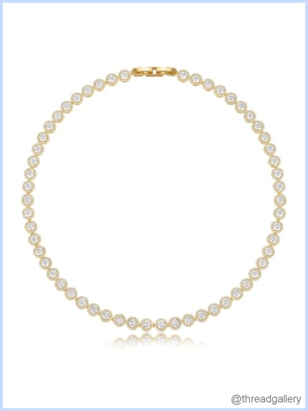 18K Gold Plated Brass Tennis Necklace 4mm Cubic Zirconia Choker 16 Inch